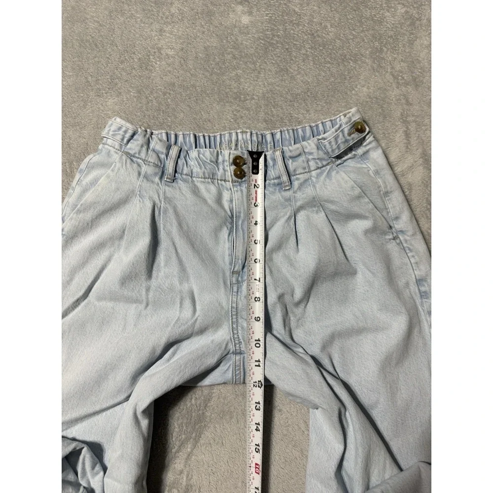 American Eagle Womens 6 Wide Leg Trouser Jeans Light Wash Blue‎ Pleated 28